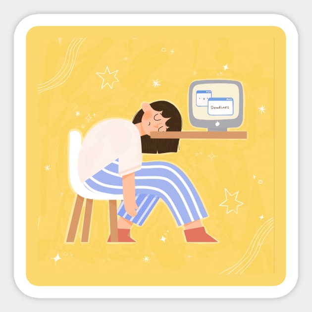 Deadline w background Sticker by Mangayubecik